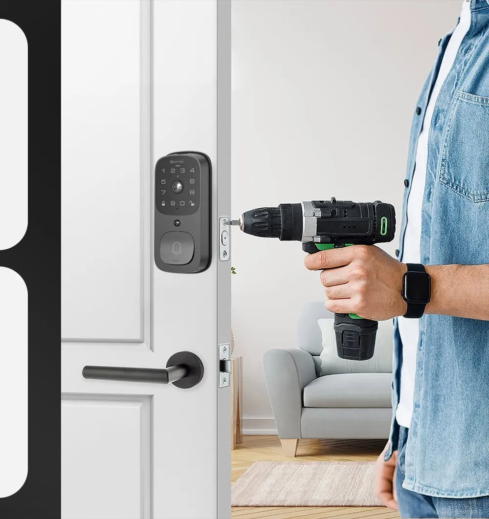Fitting a Satella Power lock to a door with a cordless drill